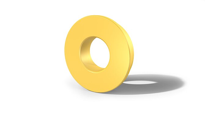 Yellow insulating bush for a brake caliper from CeramTec